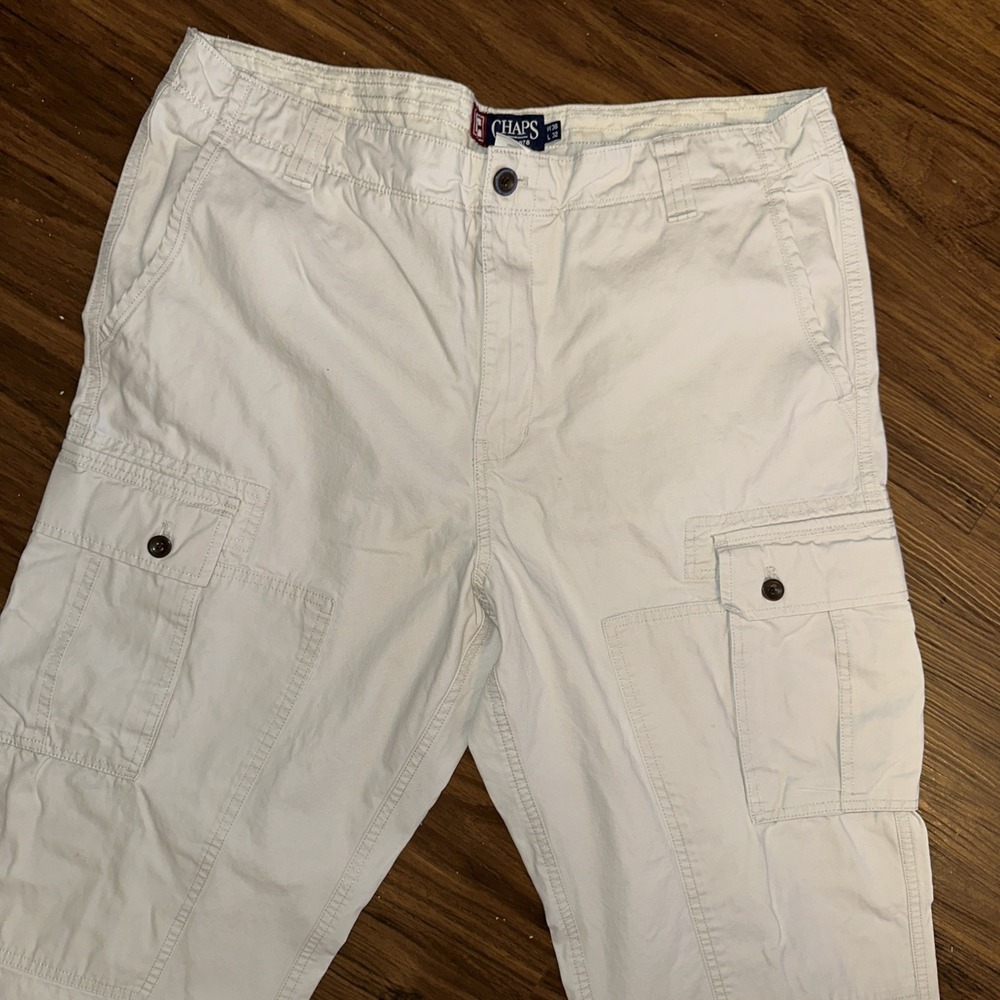 Chaps Mens Cargo Pants 36x32 (38x30) Khaki Flat Front Business Casual